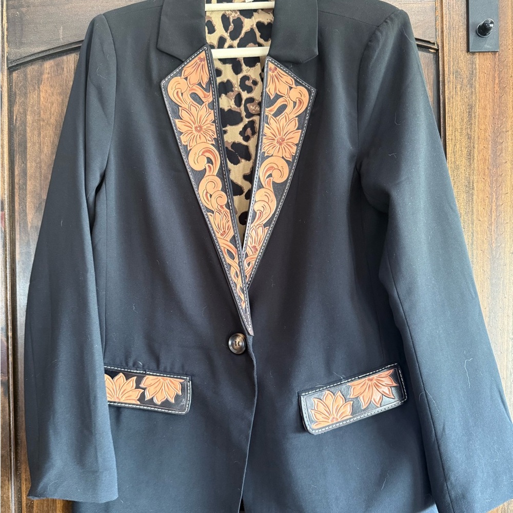 Leather Tooled Women's Blazer